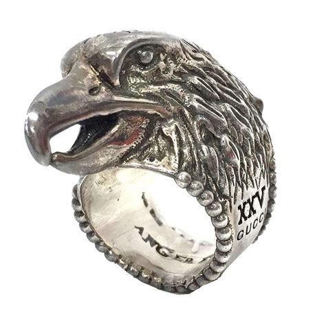 Anger Forest eagle head ring in silver .